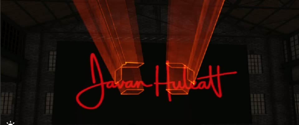 Laser tracing handwritten script with volumetric beams